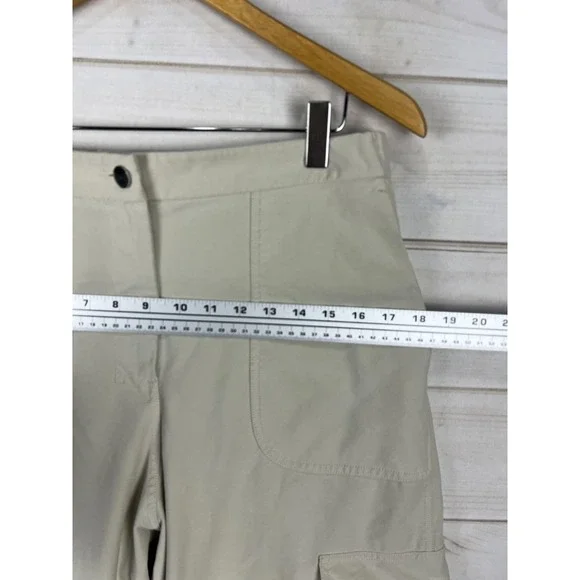 Lululemon Cargo Pants Womens 30 Beige Cropped Stretch Elastic Waist Pockets - Picture 6 of 8